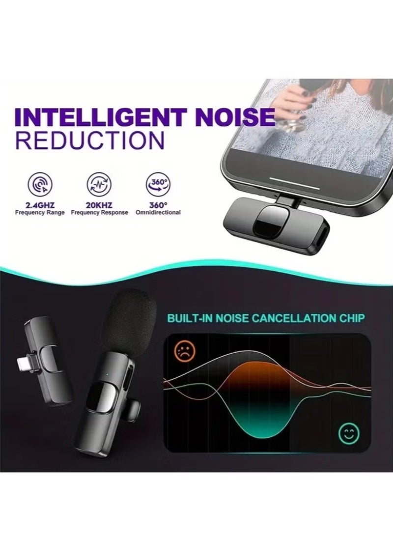 inston Wireless microphone set, with Lightning adapter, with windscreen, wireless microphone for USB-C smartphones and laptops, suitable for audio and video recording, game streaming, interviews, and vlogging  - Image 3