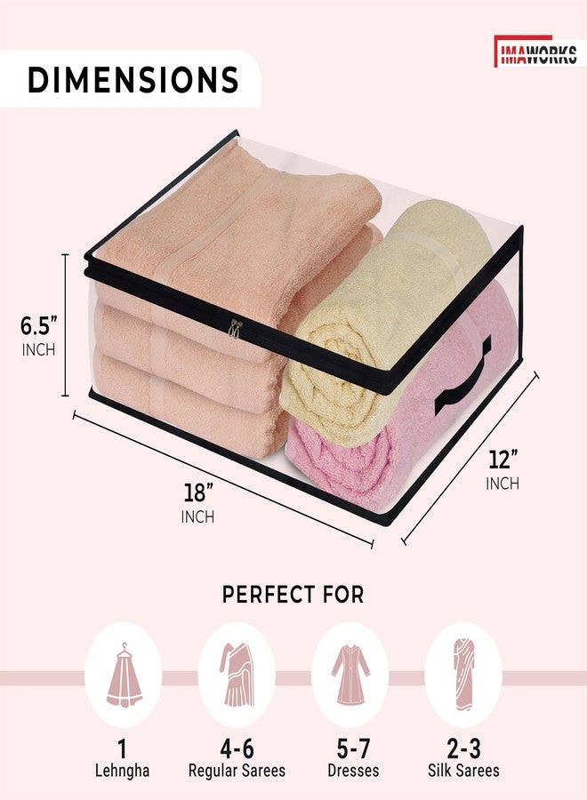 IMAWORKS Pack of 6 Saree Covers with Zip Transparent | Cloth Storage Bags for Clothes | Saree Covers for Storage | Saree Plastic Covers for Storage | Storage Bags for Clothes Large - Image 2