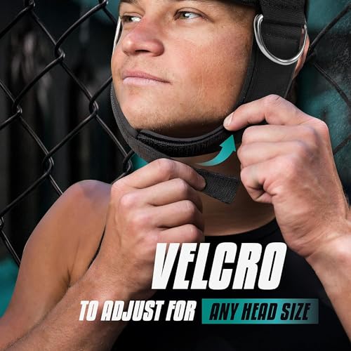 Yes4All حزام رقبة قابل للتعديل من Yes4All لتدريب الوزن/ممارس رقبة مع حزام مبطن عريض لدعم تقوية الرقبة وتدريب المقاومة، حزام رأس لرفع الأثقال باللون الأسود - Image 4