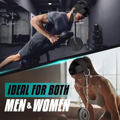 Yes4All حزام رقبة قابل للتعديل من Yes4All لتدريب الوزن/ممارس رقبة مع حزام مبطن عريض لدعم تقوية الرقبة وتدريب المقاومة، حزام رأس لرفع الأثقال باللون الأسود - Image 5