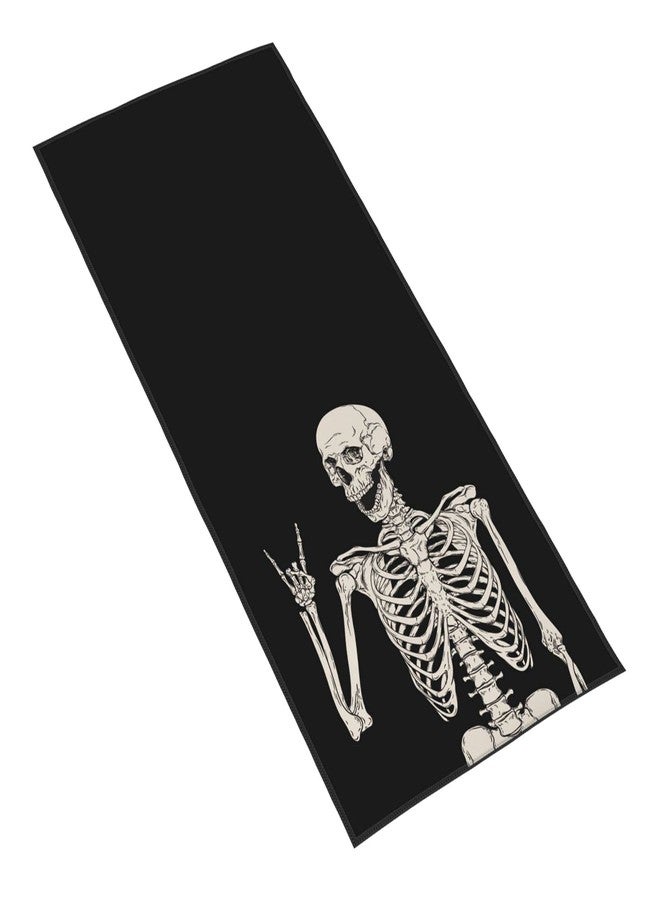Dewoofly Rock and Roll Skeleton Hippie Skull Soft Fingertip Towels, Hand Towel, Dish Towel for Kitchen All Season 12 x 27.5 inches - Image 5