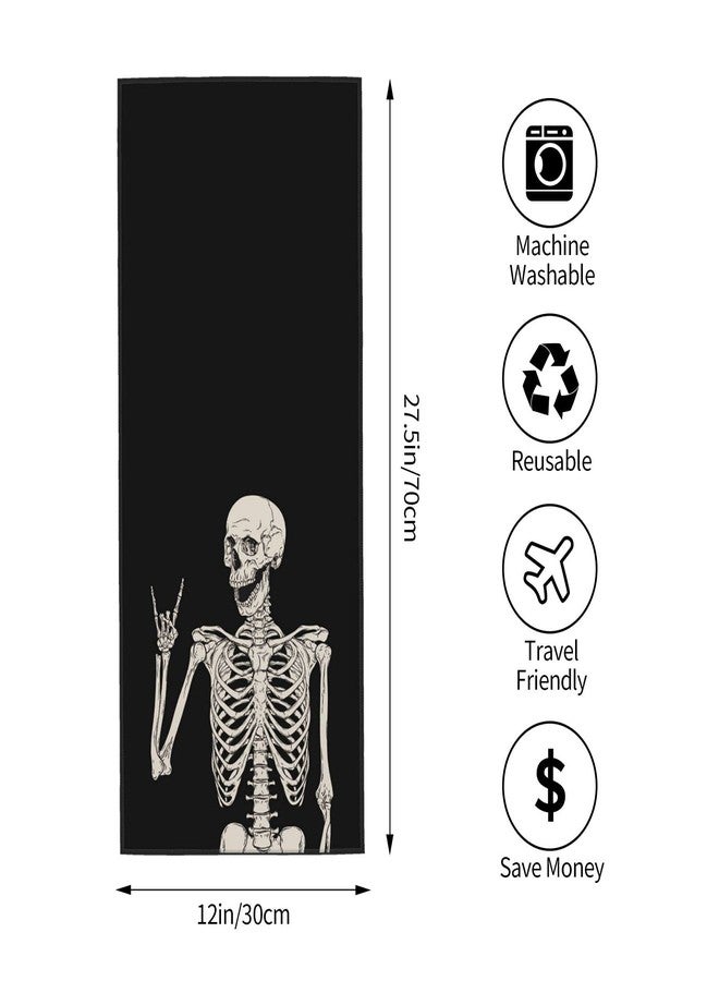 Dewoofly Rock and Roll Skeleton Hippie Skull Soft Fingertip Towels, Hand Towel, Dish Towel for Kitchen All Season 12 x 27.5 inches - Image 2