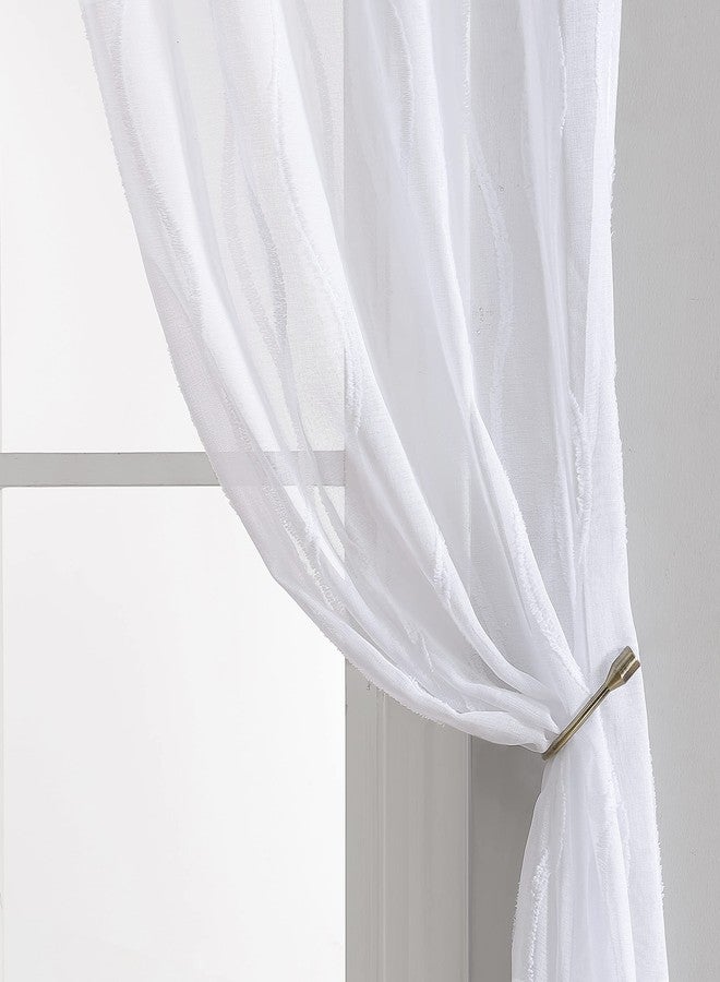 Laura Ashley Wavy Sheer Curtains with Rod Pocket, Each Panel Measures 38" W x 84" L, White, 2 Panels - Image 5