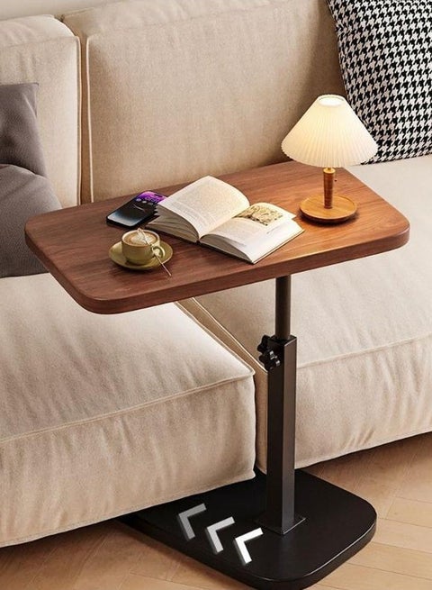 Adjustable Sofa Small Side Table, Wooden Tabletop End Table, Height-Adjustable C-Shaped End Table, Suitable for Reading, Coffee, Books, Perfect as a Nightstand, Sofa Table, or Patio Table