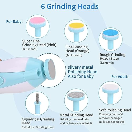 CHIMMET Baby Nail Trimmer New Born With Lights | Electric Baby Nail Cutter 0-6 Months With Multiple Filer Heads Adjustment | New Born Baby Products - Image 5