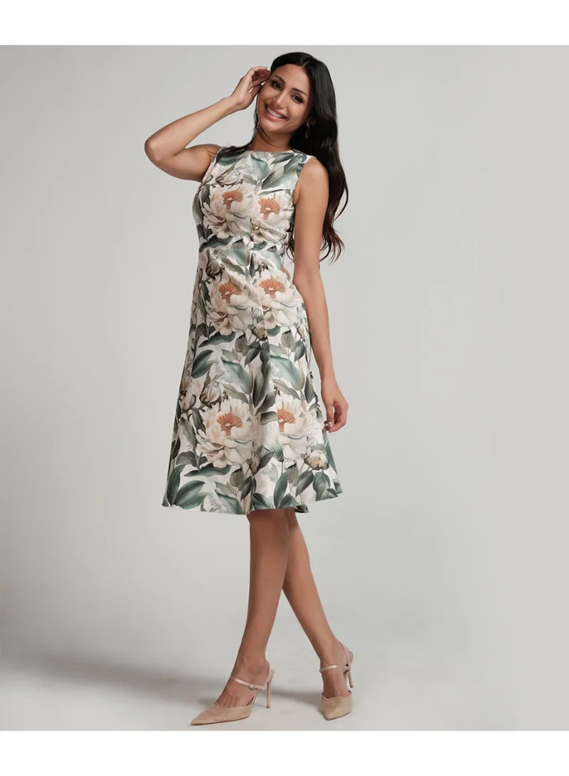 Zigzag Floral Sleeveless Dress