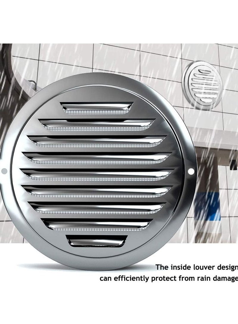 KASTWAVE Stainless Steel Cap for Exterior Wall Vents, Louvered Grille Cover Ventilation Hood, Kitchen Exhaust Pipe Breathable Windscreen with Fly Net suitable for House - Image 1