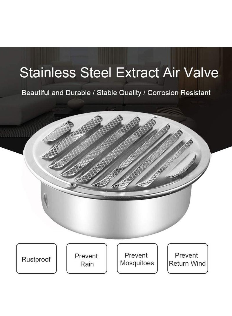 KASTWAVE Stainless Steel Cap for Exterior Wall Vents, Louvered Grille Cover Ventilation Hood, Kitchen Exhaust Pipe Breathable Windscreen with Fly Net suitable for House - Image 2