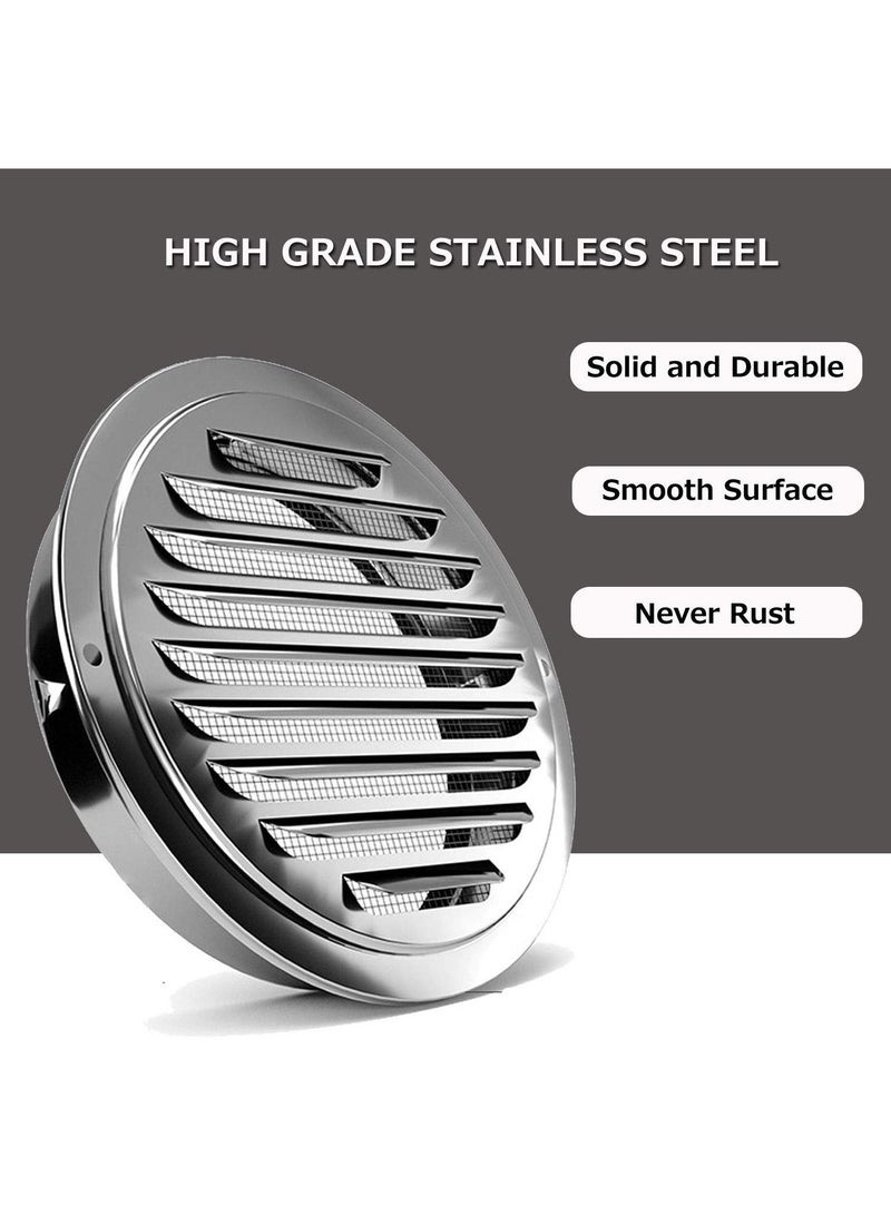 KASTWAVE Stainless Steel Cap for Exterior Wall Vents, Louvered Grille Cover Ventilation Hood, Kitchen Exhaust Pipe Breathable Windscreen with Fly Net suitable for House - Image 3