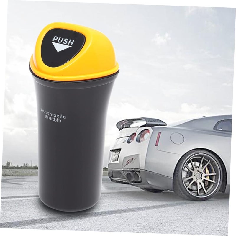 Leakproof Portable Car Trash Can with Clip Organizer Yellow Space Saving Auto Dustbin - Image 5