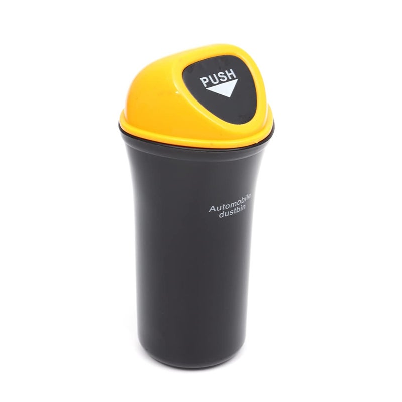 Leakproof Portable Car Trash Can with Clip Organizer Yellow Space Saving Auto Dustbin - Image 2