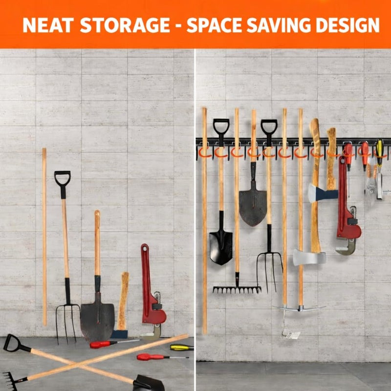 TVKB 68'' All Metal Garden Tool Organizer Adjustable Garage Tool Organizer Wall Mount Garage Organizers and Storage with Heavy Duty Hooks Tool Hangers for Garage Wall, Shed, Garden - Image 4