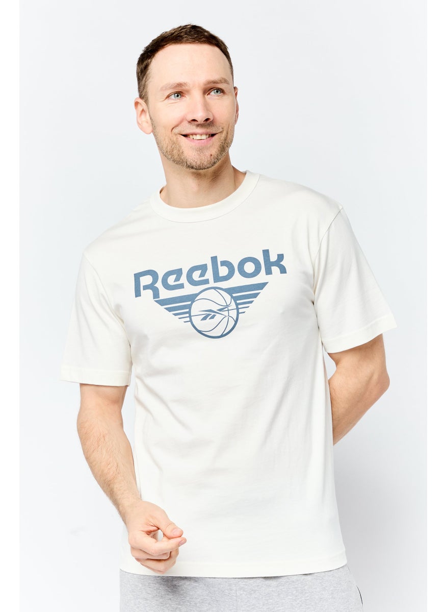Reebok Men Sportswear Fit Short Sleeve Outdoor T Shirt, Off White  - Image 1