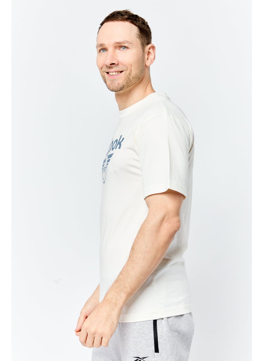 Reebok Men Sportswear Fit Short Sleeve Outdoor T Shirt, Off White  - Image 2