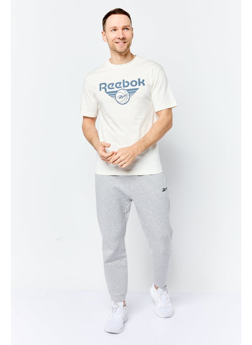 Reebok Men Sportswear Fit Short Sleeve Outdoor T Shirt, Off White  - Image 3
