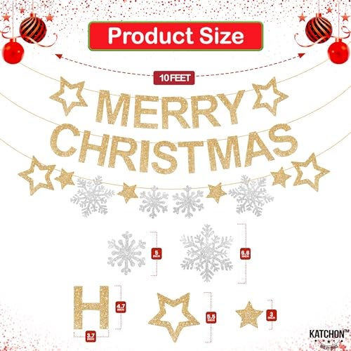 KatchOn, Glitter Merry Christmas Banner Indoor - Large 10 Feet, 3 Strings | Snowflake Garland, Christmas Fireplace Banner | Christmas Decorations, Christmas Party Decorations | Christmas Backdrop - Image 4