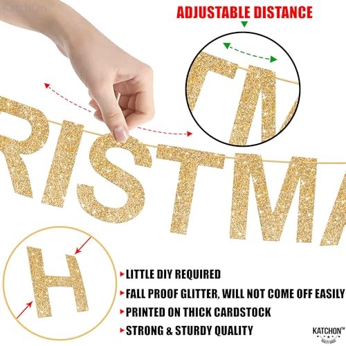 KatchOn, Glitter Merry Christmas Banner Indoor - Large 10 Feet, 3 Strings | Snowflake Garland, Christmas Fireplace Banner | Christmas Decorations, Christmas Party Decorations | Christmas Backdrop - Image 5