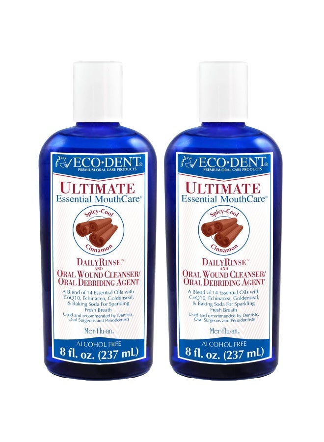 EcoDent AlcoholFree Mouthwash Cinnamon Ultimate Essential MouthCare Oral Care Mouth Wash for Adults Baking Soda Mouth Rinse with CoQ10HerbsEssential Oils 8 Fl Oz Pack of 2 - Image 1