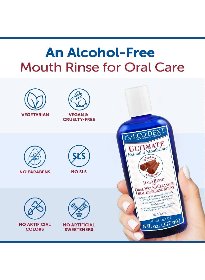 EcoDent AlcoholFree Mouthwash Cinnamon Ultimate Essential MouthCare Oral Care Mouth Wash for Adults Baking Soda Mouth Rinse with CoQ10HerbsEssential Oils 8 Fl Oz Pack of 2 - Image 4
