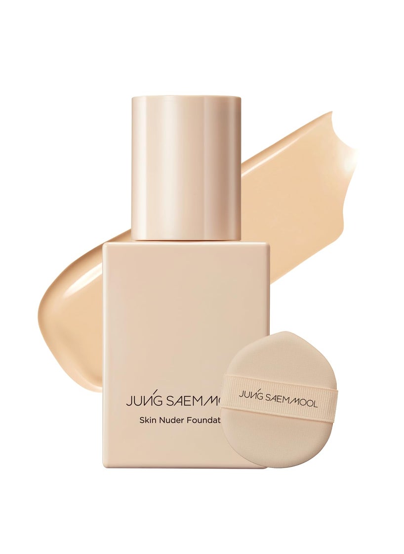 JUNG SAEM MOOL - [JUNGSAEMMOOL OFFICIAL] Skin Nuder Foundation 1.0 fl oz (30 ml) with Exclusive Puff (Light) | Korean Foundation | Makeup Artist Brand | Flawless Coverage | Dewy Finish | Long-lasting - Image 1