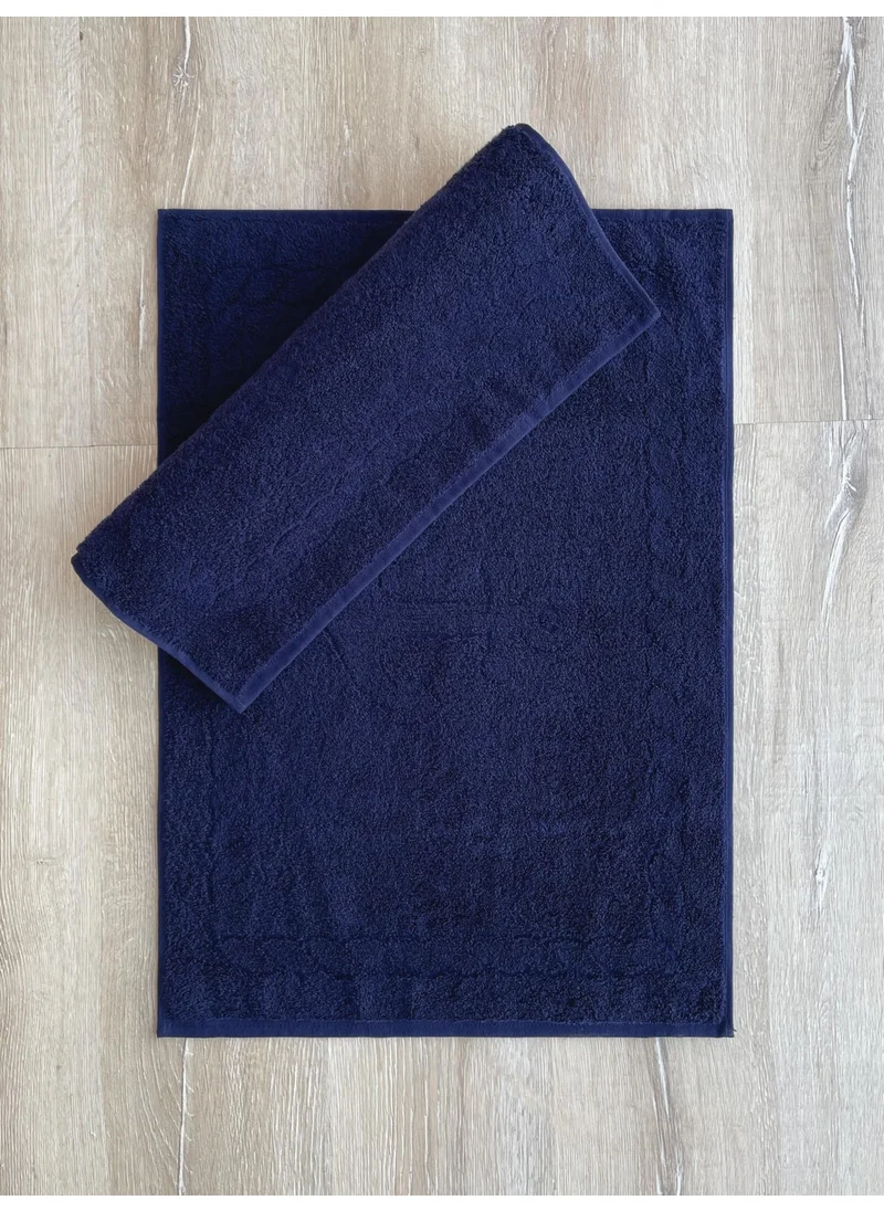 Cotton Box Jacquard Mat Set of 2 Capa Navy Blue 50X70
