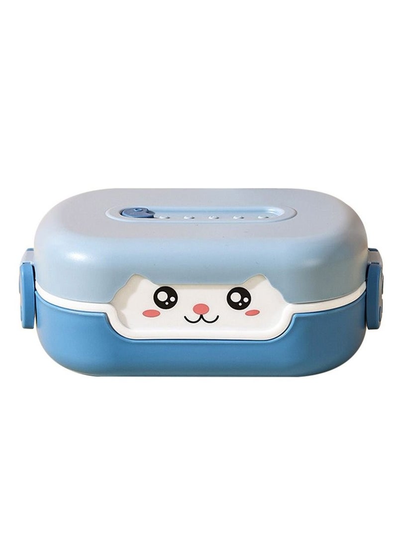 Bento Box, with Cutlery Set Portable Lunch Box, 700ML Leak-proof 2 Compartment Lunch Container, Reusable Snack Box, Microwave/Dishwasher/Freezer Safe, BPA Free, Snack Container (Blue) - Image 1
