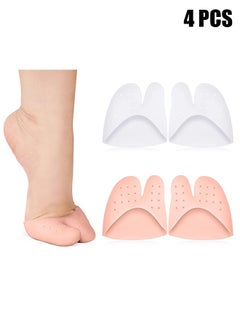 HY 2 Pairs Toe Protectors with Metatarsal Pads Soft Toe Covers Silicone Toe Sleeves Comfortable Toe Cushion for Heels Big Toe Protection from Calluses and Blisters for Men Women (White, Nude)  - Image 1