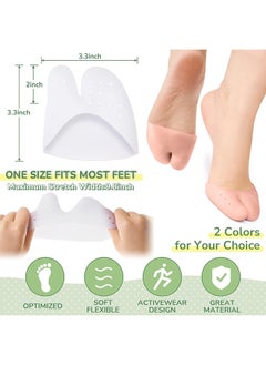 HY 2 Pairs Toe Protectors with Metatarsal Pads Soft Toe Covers Silicone Toe Sleeves Comfortable Toe Cushion for Heels Big Toe Protection from Calluses and Blisters for Men Women (White, Nude)  - Image 2