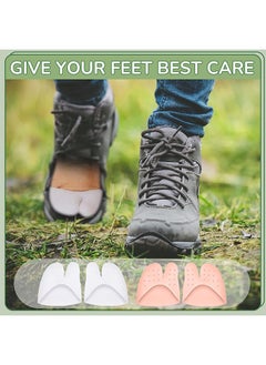 HY 2 Pairs Toe Protectors with Metatarsal Pads Soft Toe Covers Silicone Toe Sleeves Comfortable Toe Cushion for Heels Big Toe Protection from Calluses and Blisters for Men Women (White, Nude)  - Image 4