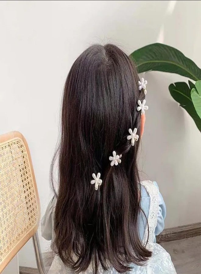 زيوري مشابك شعر صغيرة مزينة باللؤلؤ على الطراز الكوري من زيوري، بتصميم زهور، مشابك شعر صناعية أنيقة، إكسسوارات شعر مزخرفة للنساء والفتيات، عبوة من 10 قطع - Image 3