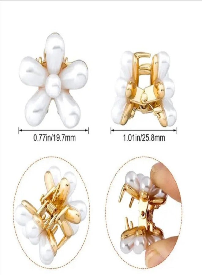 زيوري مشابك شعر صغيرة مزينة باللؤلؤ على الطراز الكوري من زيوري، بتصميم زهور، مشابك شعر صناعية أنيقة، إكسسوارات شعر مزخرفة للنساء والفتيات، عبوة من 10 قطع - Image 5