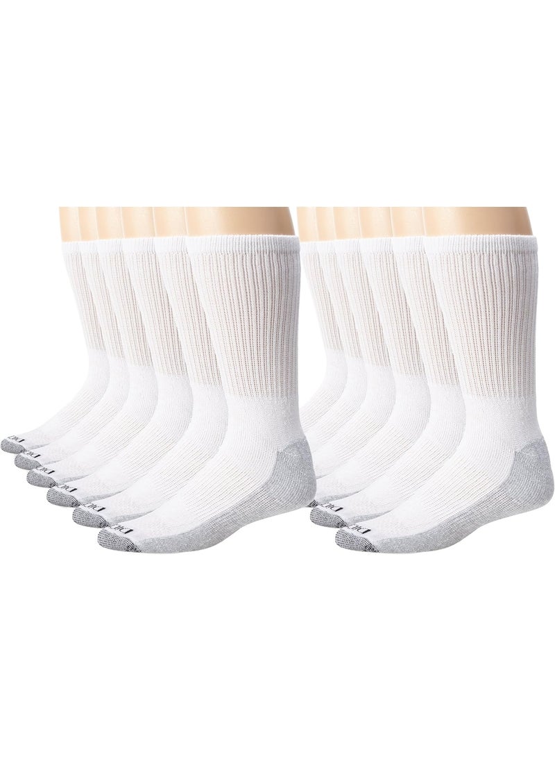 Dickies Dickies Mens Dritech Moisture Control Crew Socks Multipack White 12 Pairs Shoe Size 612  - Image 1