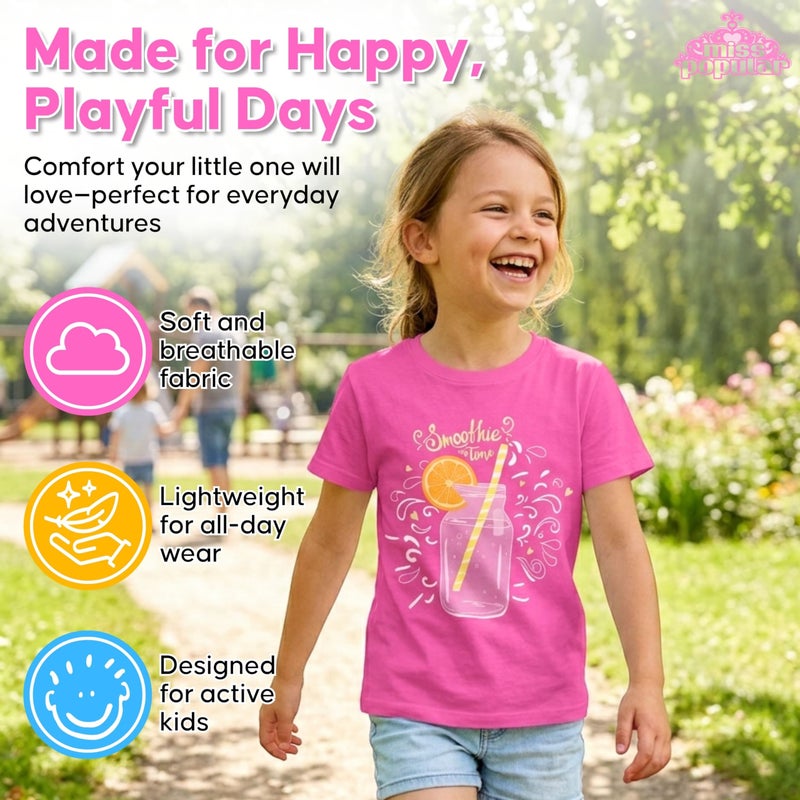 MISS POPULAR Girls 4-Pack Super Soft Short Sleeve T-Shirts Rainbow Butterfly Glitter Print Cute Design| Sizes 7-16 - Image 2