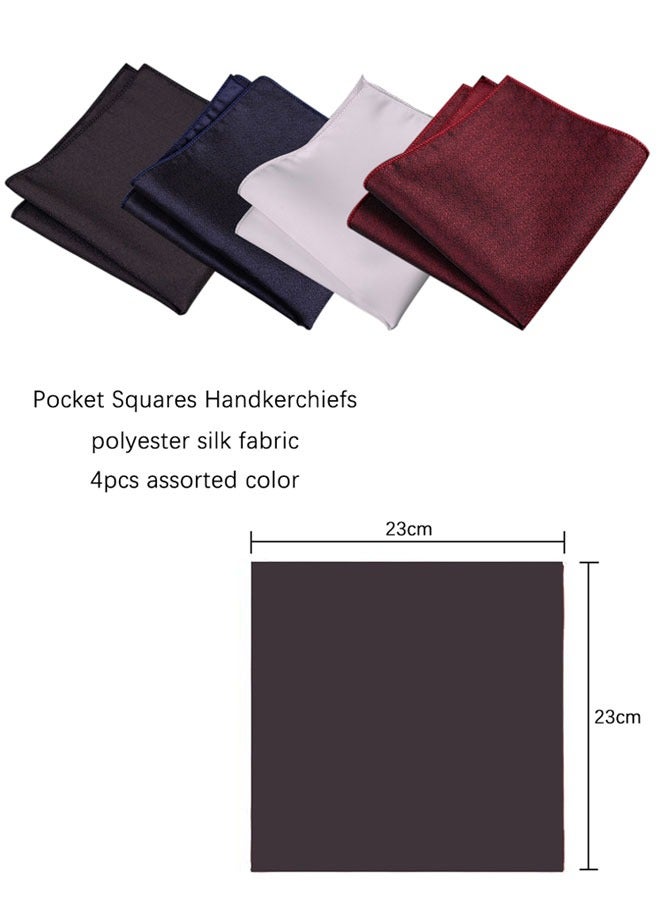 4 Pack Pocket Squares for Men Men's Handkerchief Mens Pocket Squares Set Hankies for Wedding Party Assorted Colors 23 x 23 cm - Image 2