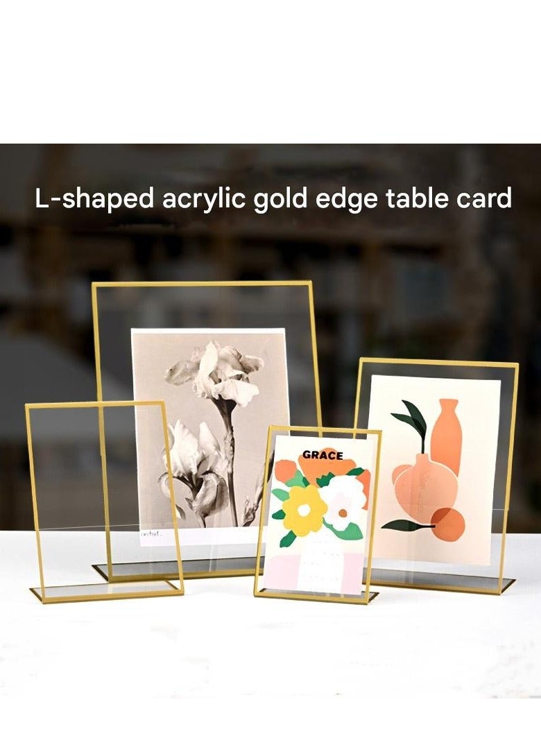 3PCS L-type acrylic signage rack, desktop display rack, poster menu rack, table number display rack, wedding double-sided transparent signage rack, ﻿ - Image 1