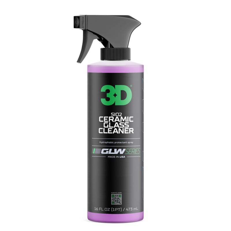 3D SiO2 Ceramic Glass Cleaner GLW Series Water Rain Repellent AllWeather Protective Ceramic Glass Cleaner Safe for Tinted NonTinted Windows Mirrors DIY Car Detailing 16 oz