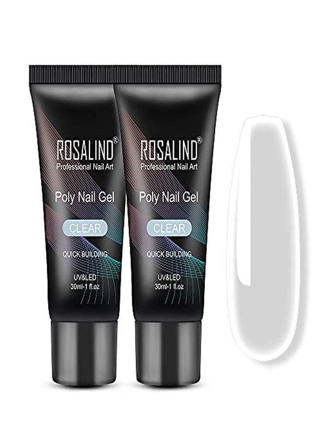 Rosalind - Rylic Poly Extension Gel Rosalind 2 Pcs 30Ml Poly Nail Gel Kit Nail Builder For Clear Nail Art Decoration Nail Thickening Poly Nail Gel Tube Easy To Diy Use Need Uv Lamp - Image 1