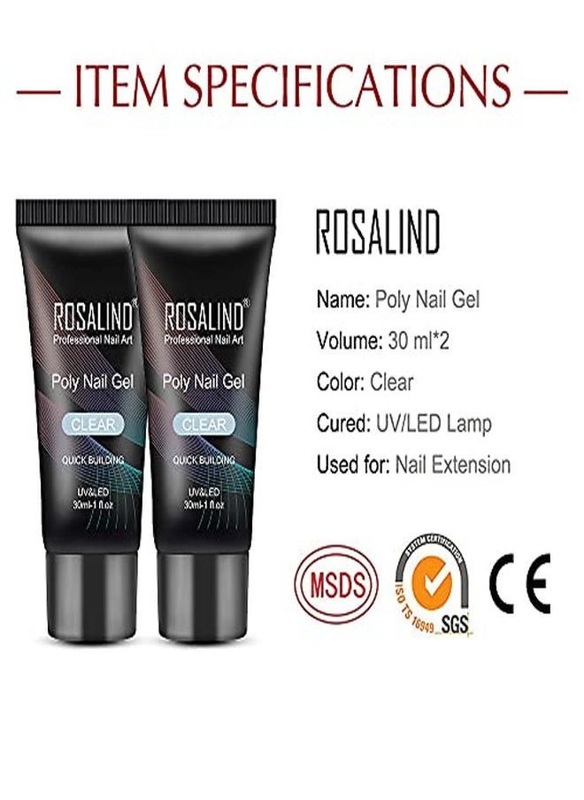 Rosalind - Rylic Poly Extension Gel Rosalind 2 Pcs 30Ml Poly Nail Gel Kit Nail Builder For Clear Nail Art Decoration Nail Thickening Poly Nail Gel Tube Easy To Diy Use Need Uv Lamp - Image 1