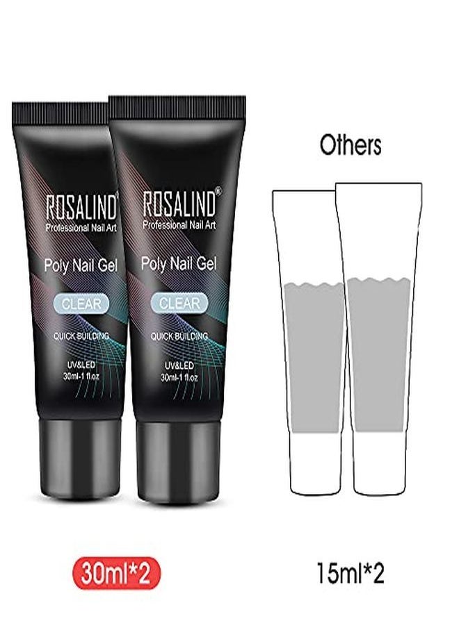 Rosalind - Rylic Poly Extension Gel Rosalind 2 Pcs 30Ml Poly Nail Gel Kit Nail Builder For Clear Nail Art Decoration Nail Thickening Poly Nail Gel Tube Easy To Diy Use Need Uv Lamp - Image 1