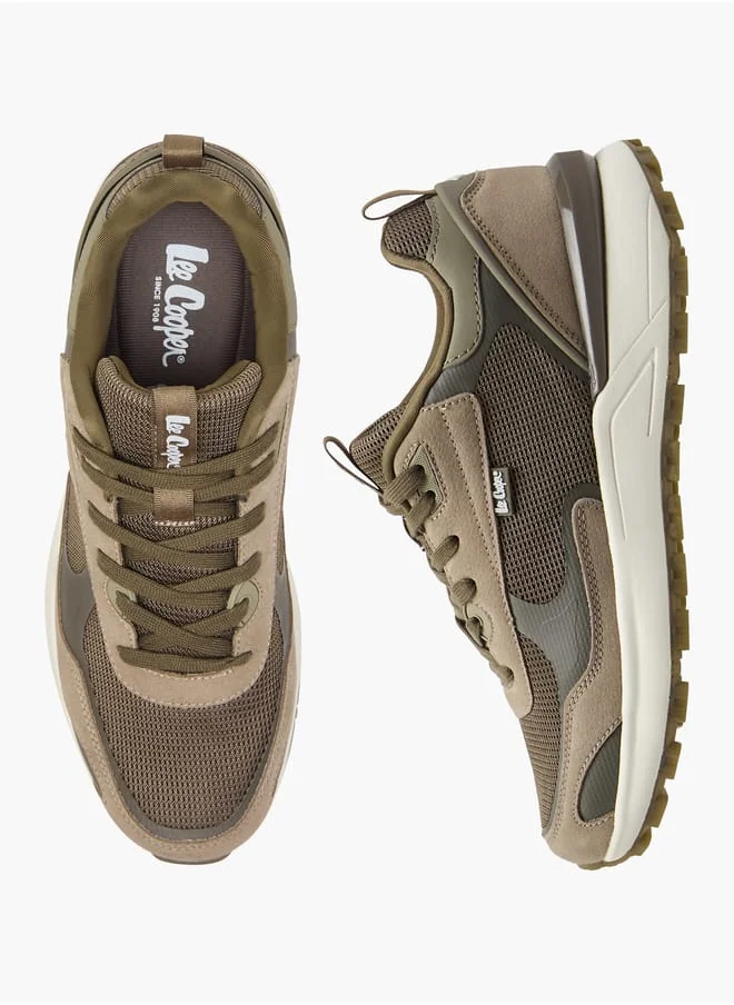 لي كوبر Men's Panelled Sneakers with Lace-Up Closure