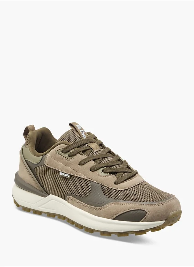 لي كوبر Men's Panelled Sneakers with Lace-Up Closure
