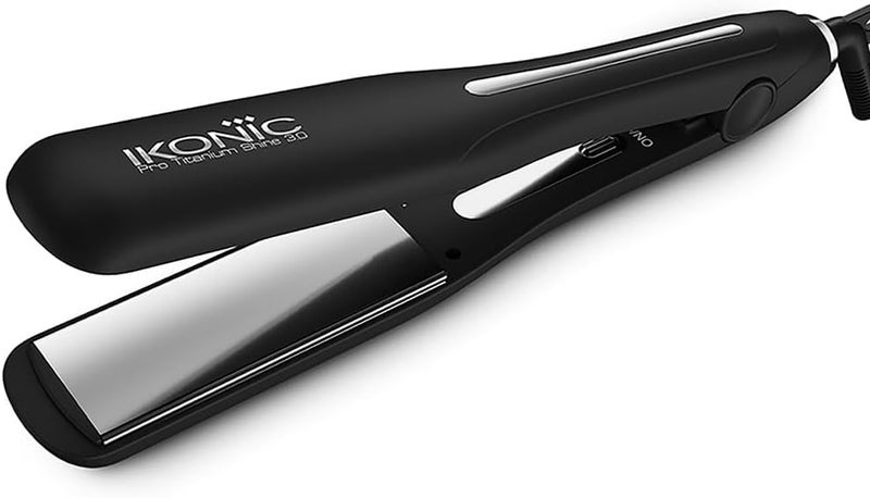 IKONIC Pro Titanium Shine 3.0 Hair Straightener Black with Advanced Professional Dual Titanium Floating Plates, Auto Shut off function, Instant Heat up, Universal Voltage - Image 1