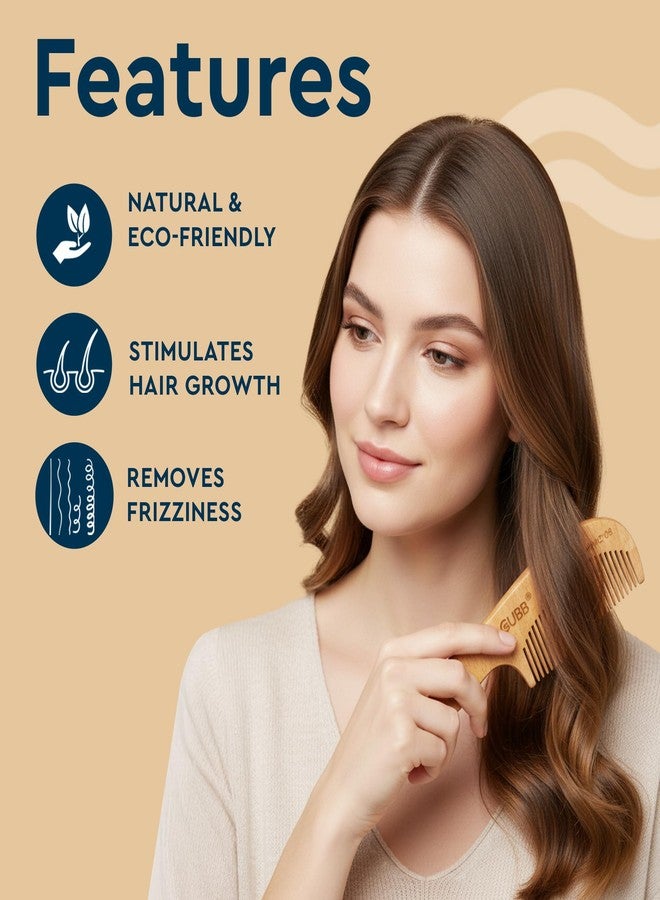GUBB Neem Comb With Small Handle - Effortless Detangling, Frizz Control, and Shine | Ideal for Men and Women - Image 2
