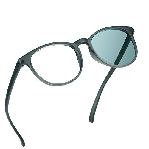 YEIN Blue Light Blocking Glasses, Spring Hinge Photochromic Gray Sunglasses, Anti Eyestrain, Computer Reading Glasses, Gaming Glasses, TV Glasses for Women Men, Anti Glare - Image 1