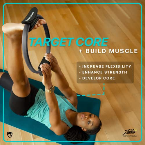 URBNFit حلقة بيلاتيس URBNFit - 12" دائرة سحرية مع قبضة مزدوجة، وسادات فوم لتمرين الفخذ الداخلي، وتشكيل الجسم، واللياقة البدنية، وتمارين قاع الحوض - حلقات يوغا مع دليل تمارين إضافي - Image 4