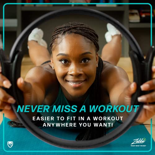 URBNFit حلقة بيلاتيس URBNFit - 12" دائرة سحرية مع قبضة مزدوجة، وسادات فوم لتمرين الفخذ الداخلي، وتشكيل الجسم، واللياقة البدنية، وتمارين قاع الحوض - حلقات يوغا مع دليل تمارين إضافي - Image 5