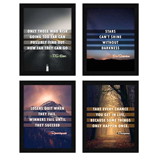 ArtX Paper Motivational Quotes Wall Art Painting, Framed Poster, Multicolor, Inspirational, 10 X 13 Inches, Set of 4 - Image 1