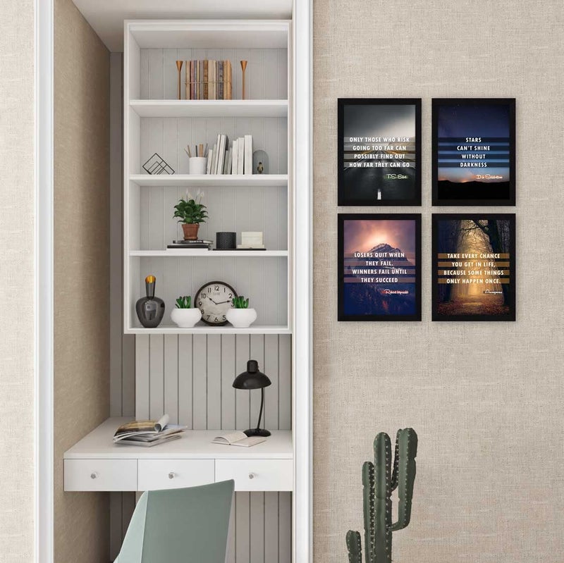 ArtX Paper Motivational Quotes Wall Art Painting, Framed Poster, Multicolor, Inspirational, 10 X 13 Inches, Set of 4 - Image 3