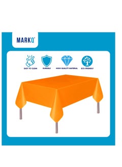 MARKQ Plastic Tablecloth for Rectangle Table 54" x 72" Disposable Table Cover for Bridal Shower Wedding Birthday Party Decorations (Orange)  - Image 3