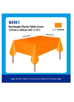 MARKQ Plastic Tablecloth for Rectangle Table 54" x 72" Disposable Table Cover for Bridal Shower Wedding Birthday Party Decorations (Orange)  - Image 2